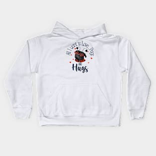 Cute Black Pug - Love, Pugs and Hugs Kids Hoodie